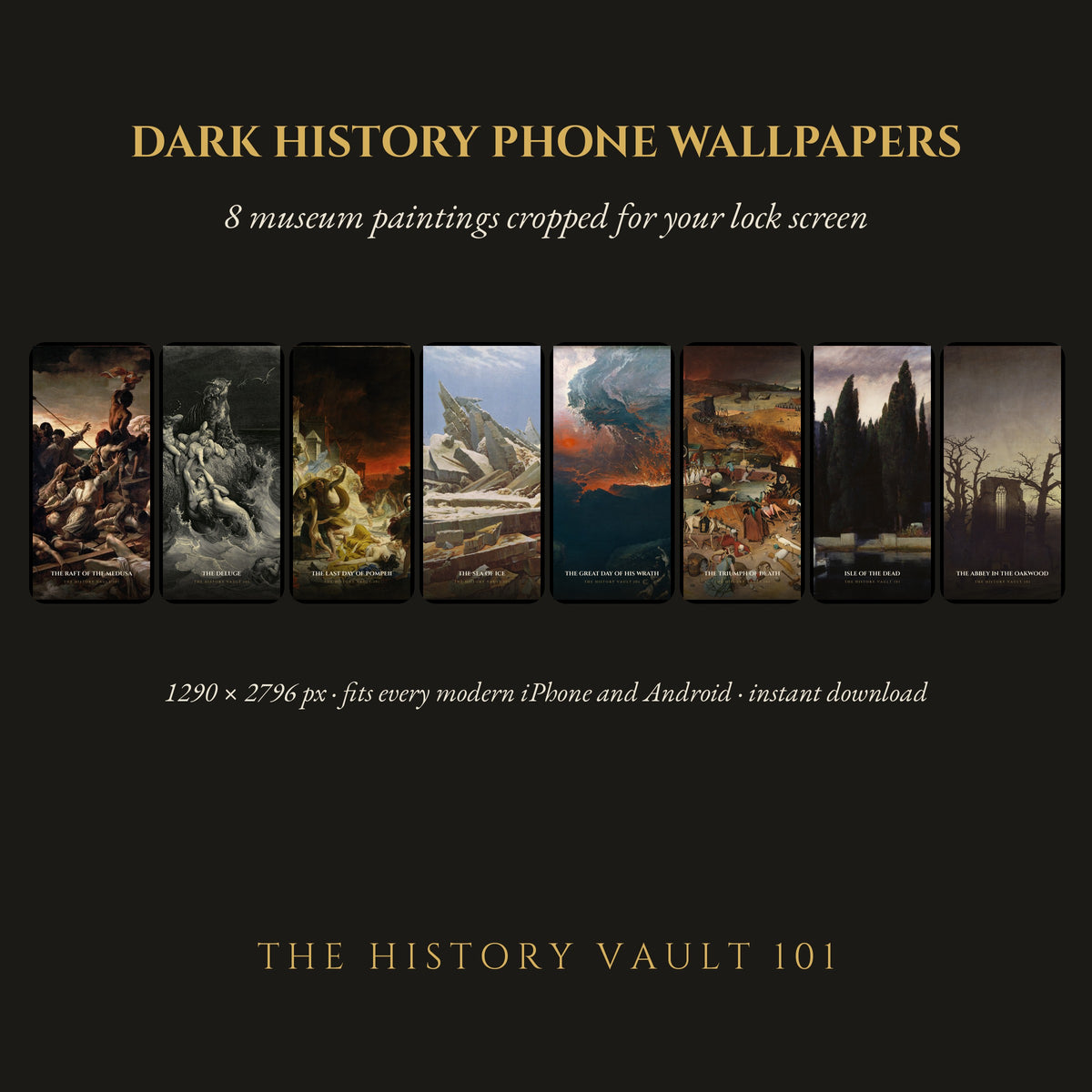 Dark History phone wallpapers, 8 designs